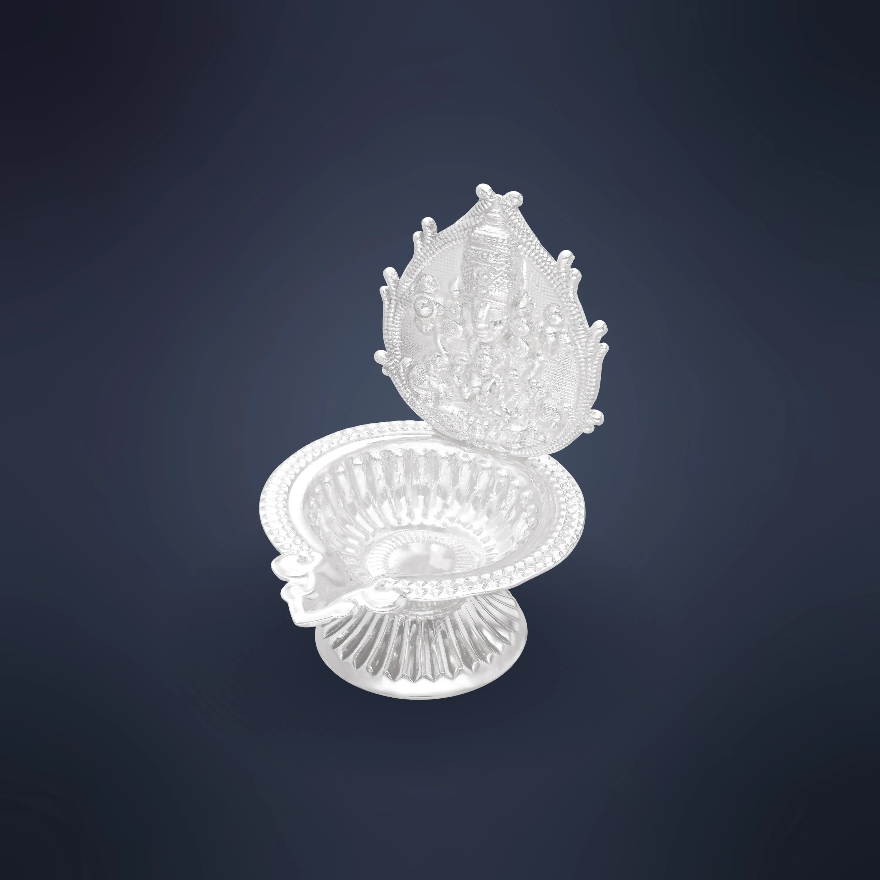Finely Detailed And Crafted Silver Lamp