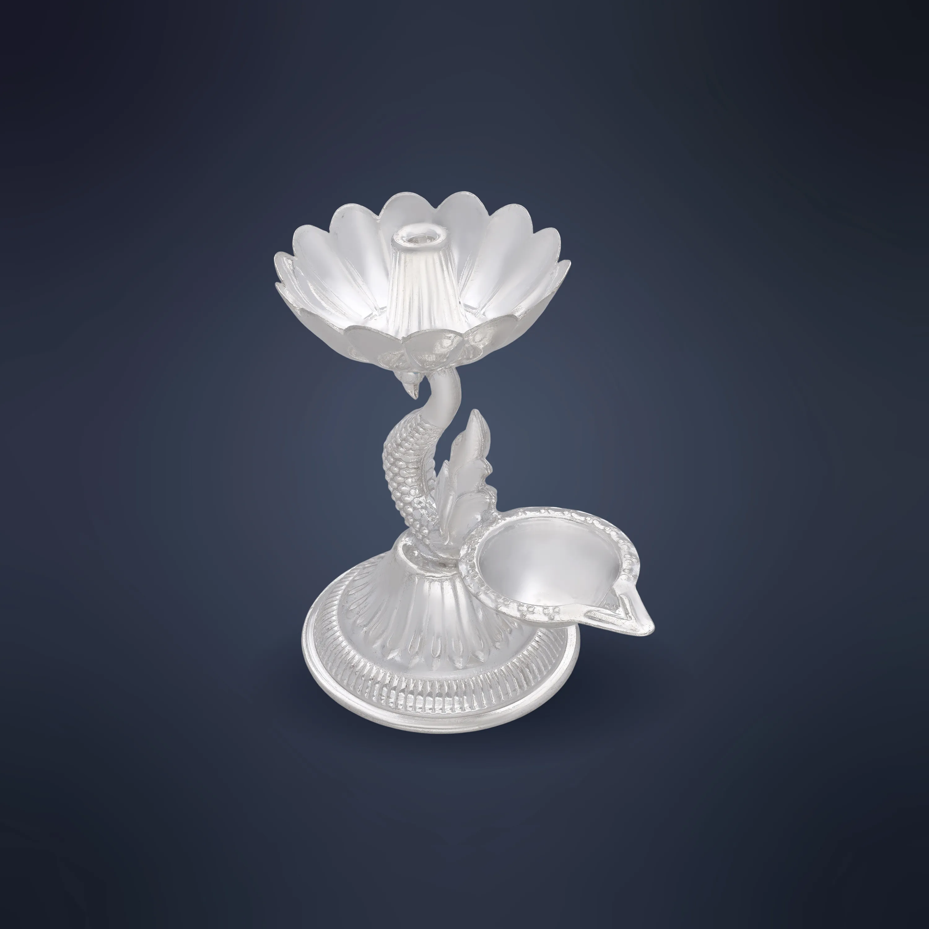 Finely Detailed And Crafted Silver Lamp