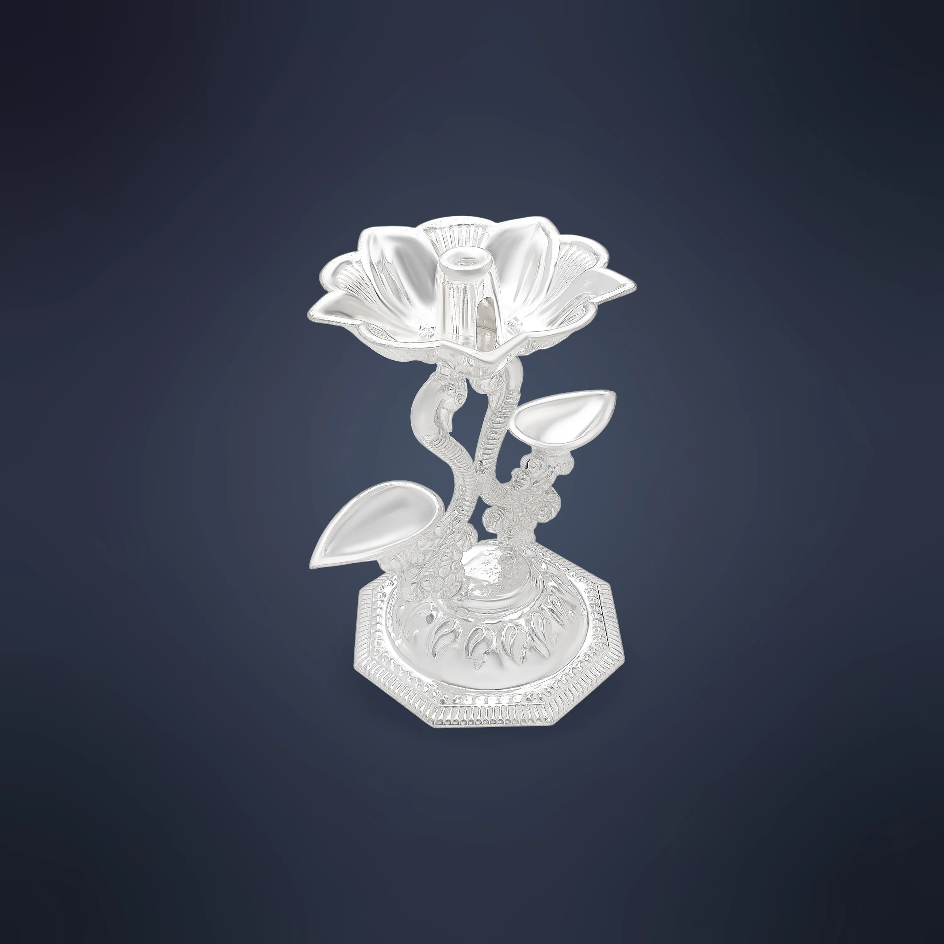 Finely Detailed And Crafted Silver Lamp
