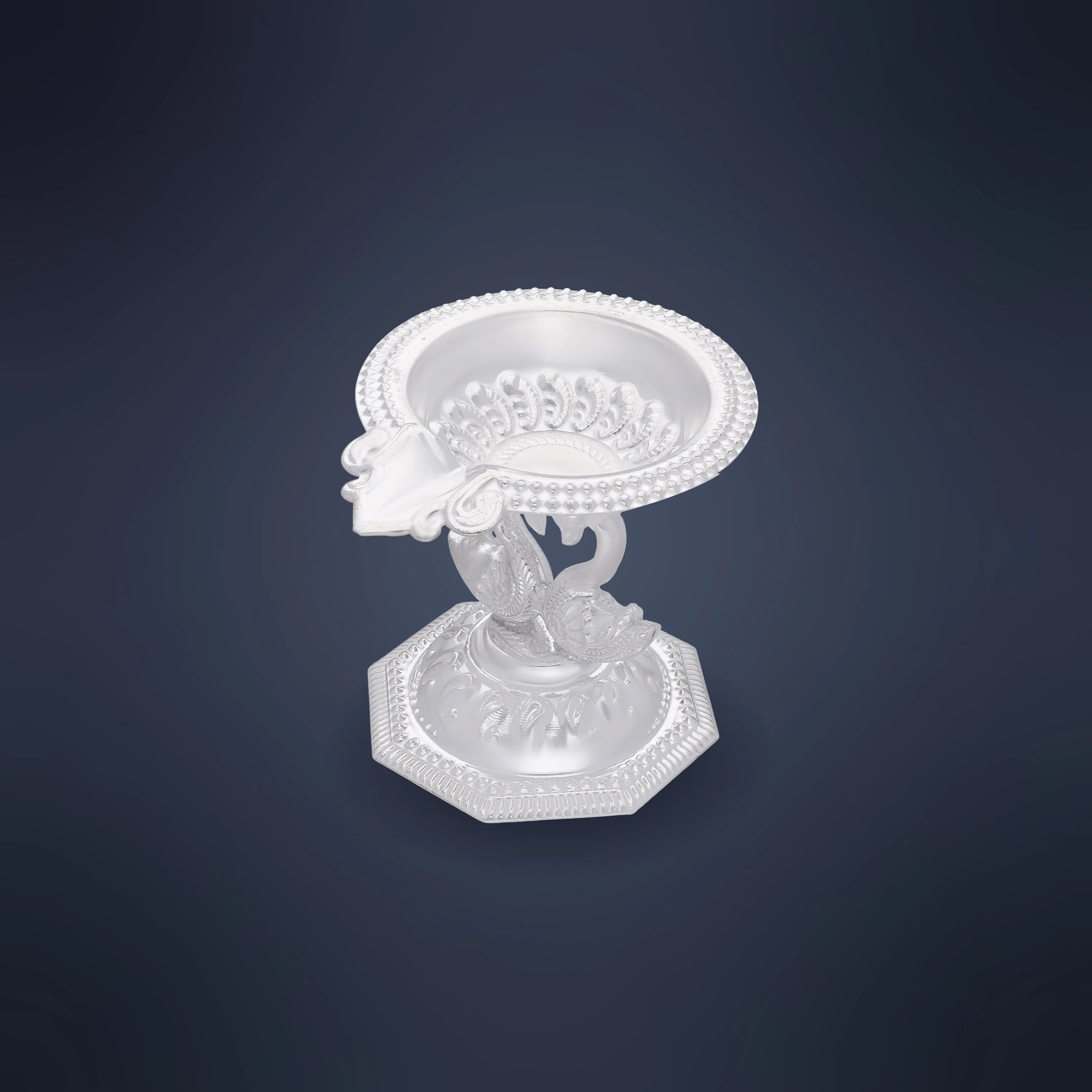 Finely Detailed And Crafted Silver Lamp