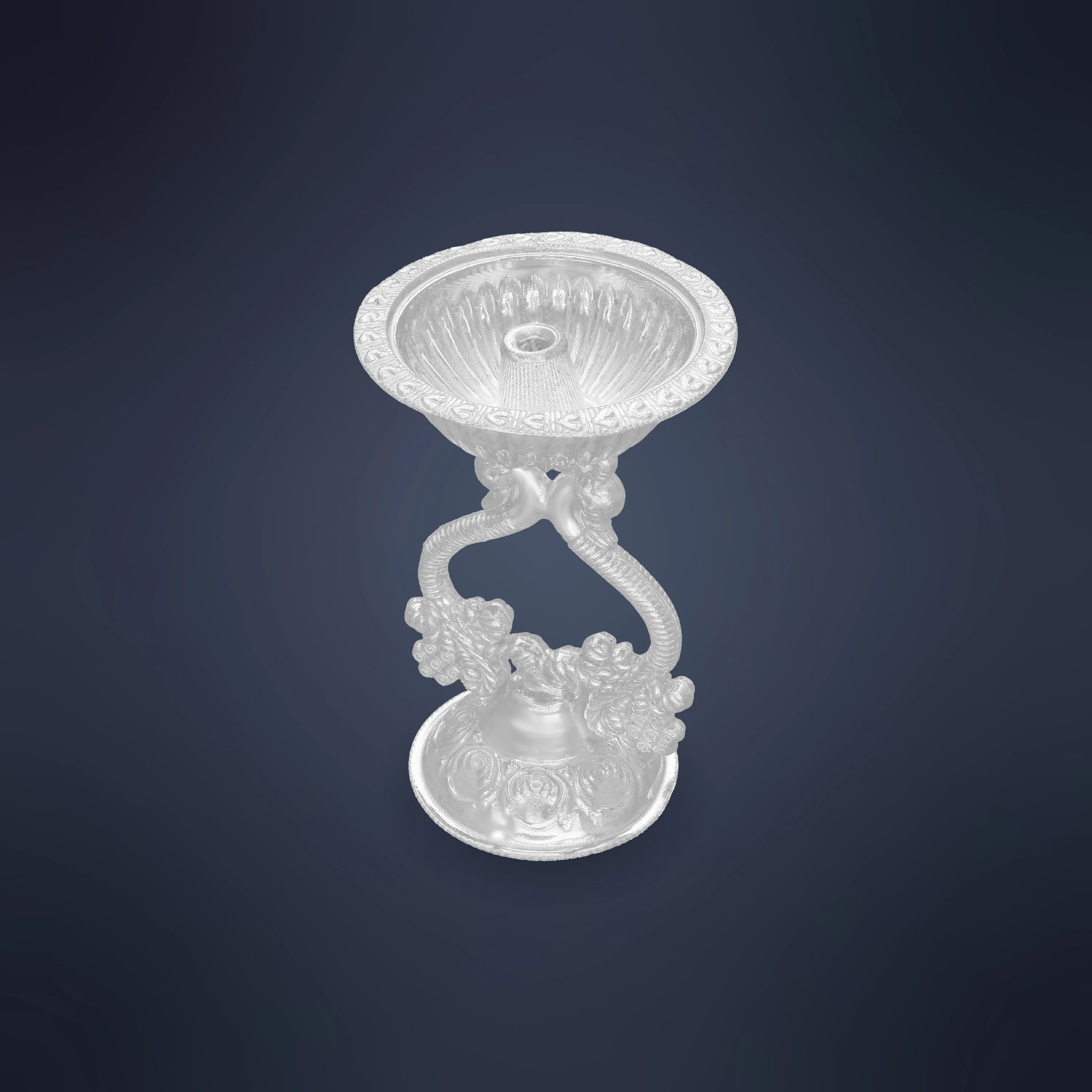 Finely Detailed And Crafted Silver Lamp