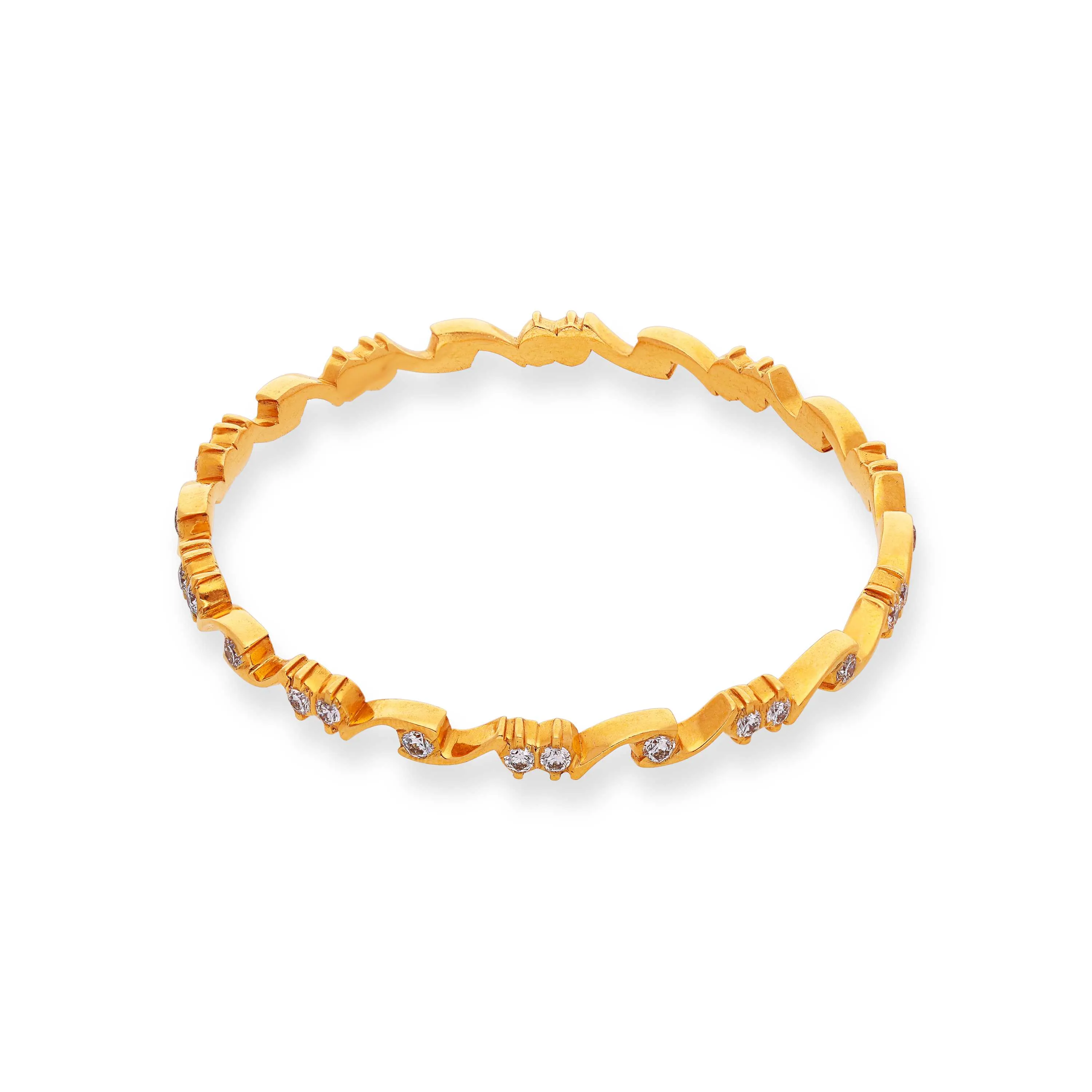 Traditionally Crafted And Diamond Studded 22KT Gold Close Setting Bangles
