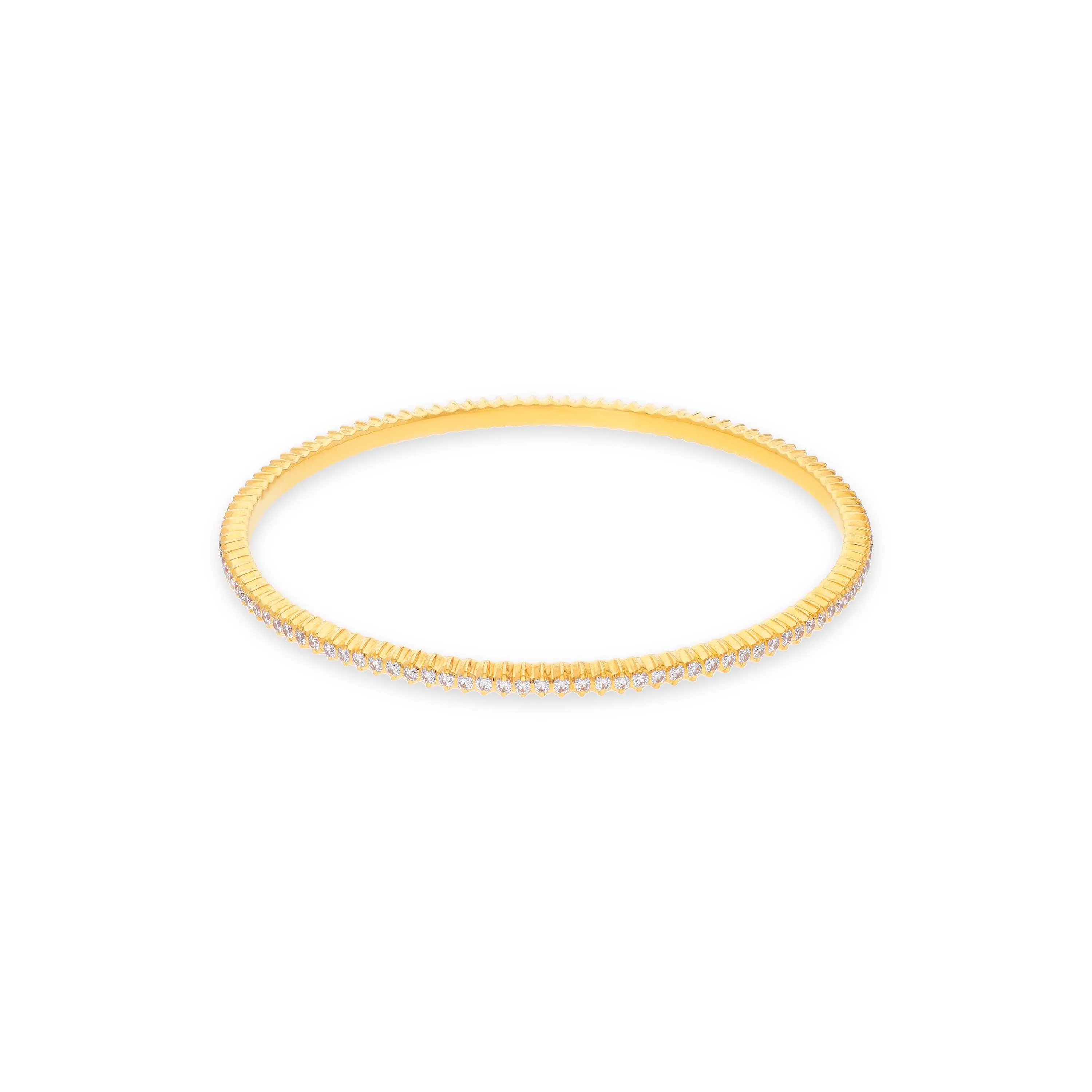 Traditionally Crafted And Diamond Studded 22KT Gold Pinji Setting Bangles