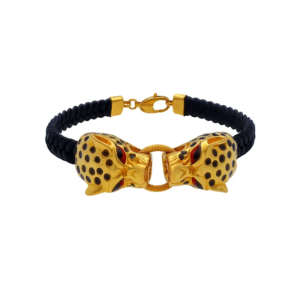 22K gold and blcak belt braclets for Men
