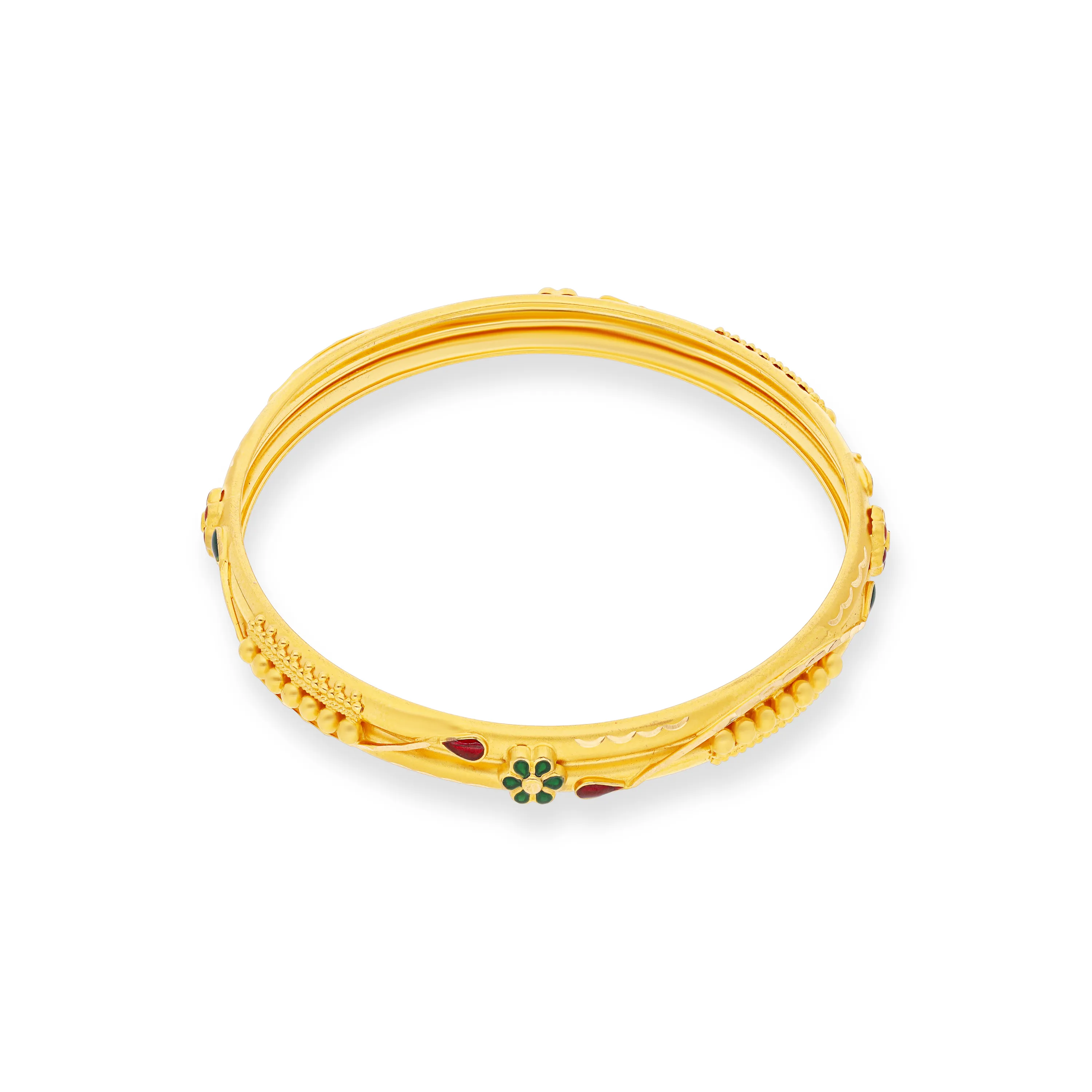 Enamel Worked And Detailed 22KT Gold Bangles 