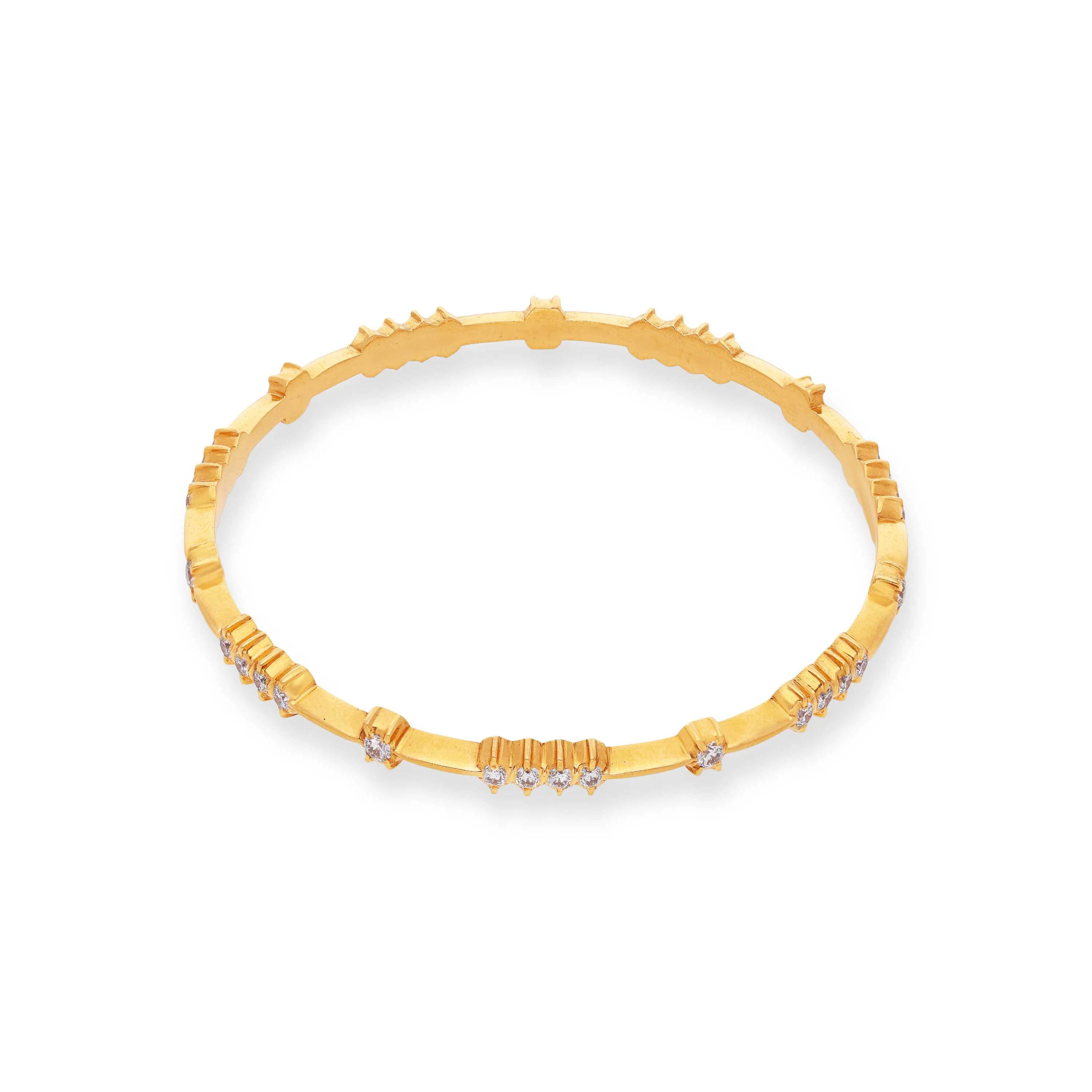 Traditionally Crafted And Diamond Studded 22KT Gold Close Setting Bangles