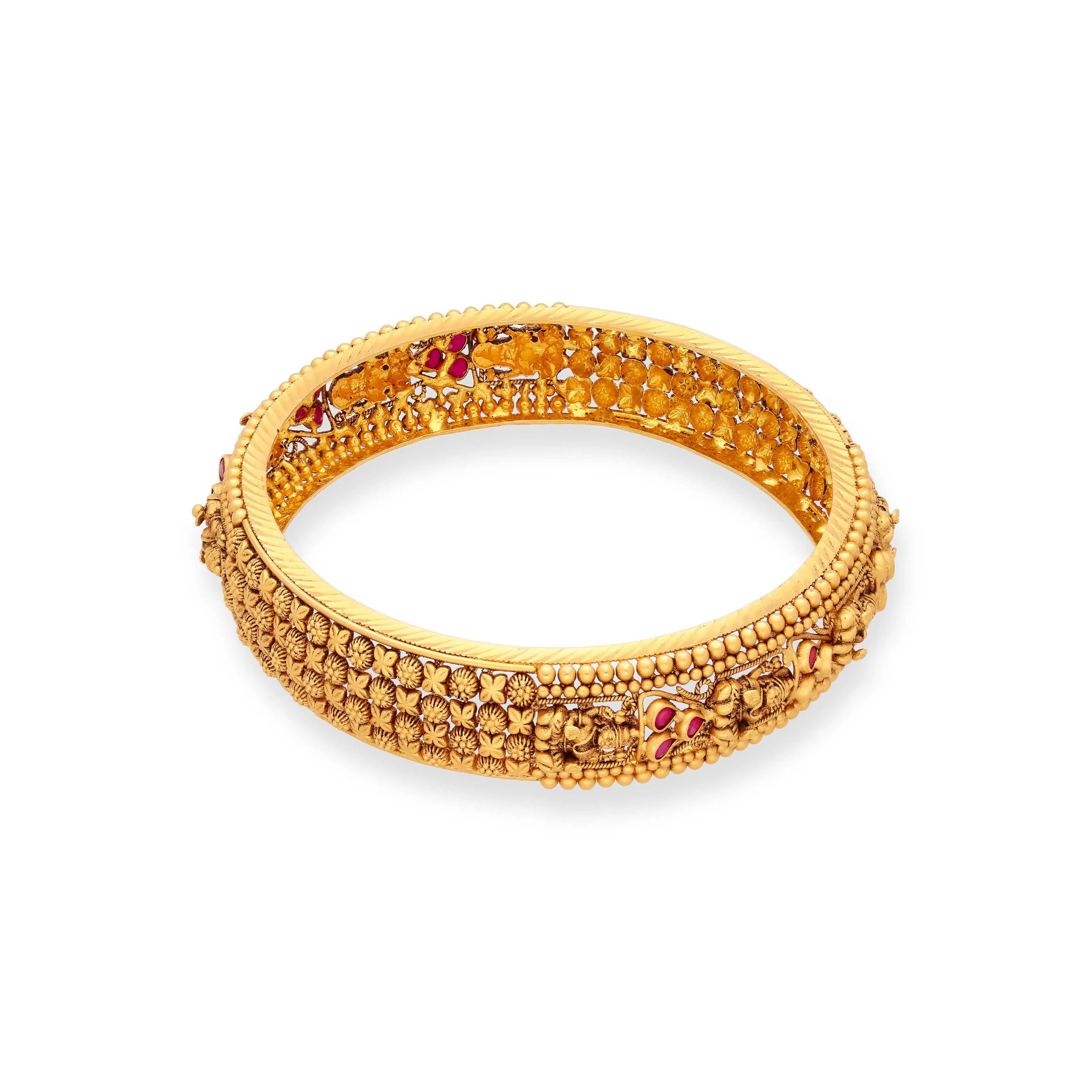 Specially Crafted And Antique Finished 22KT Gold Bangles For Women