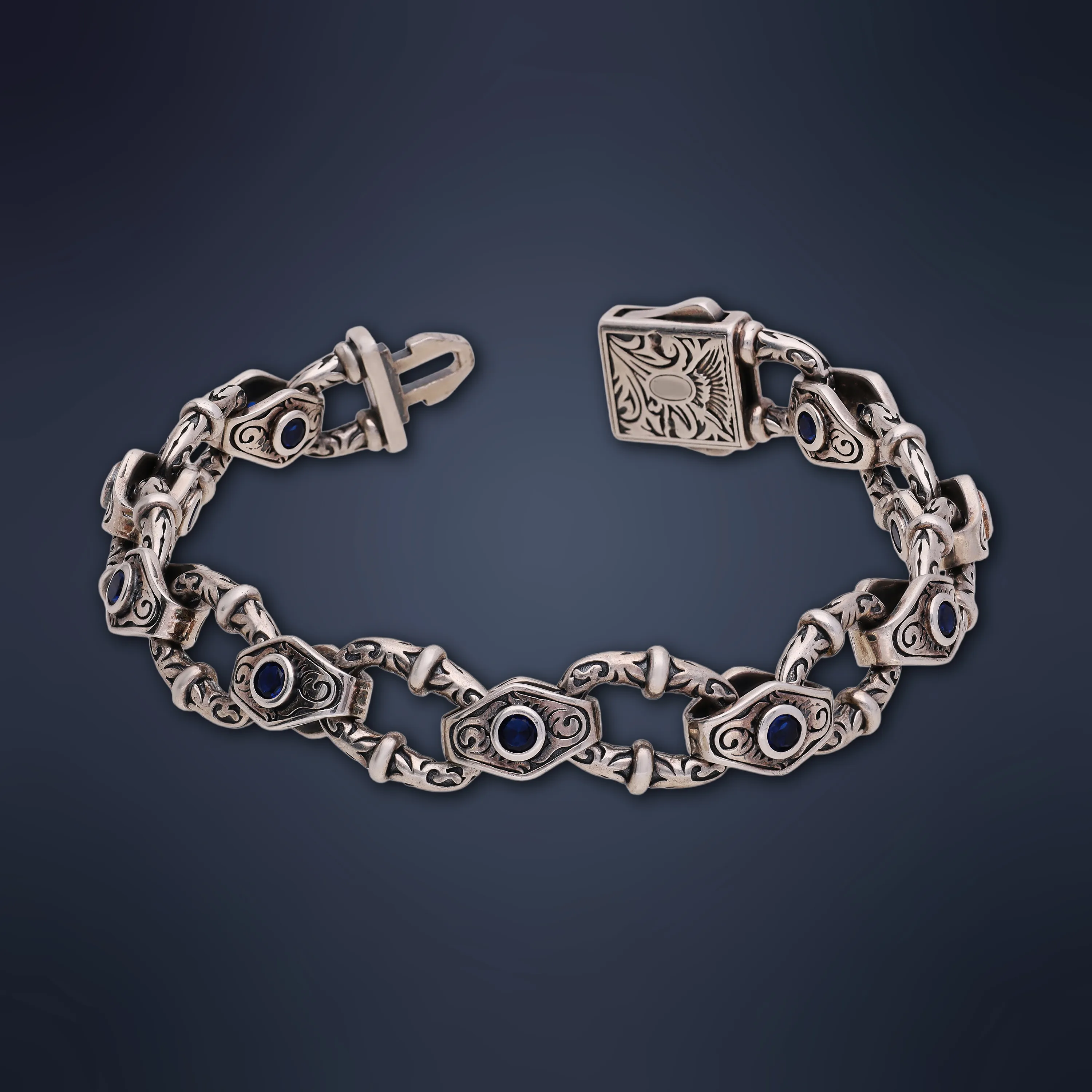 Antique Finished And Detailed Silver Bracelet