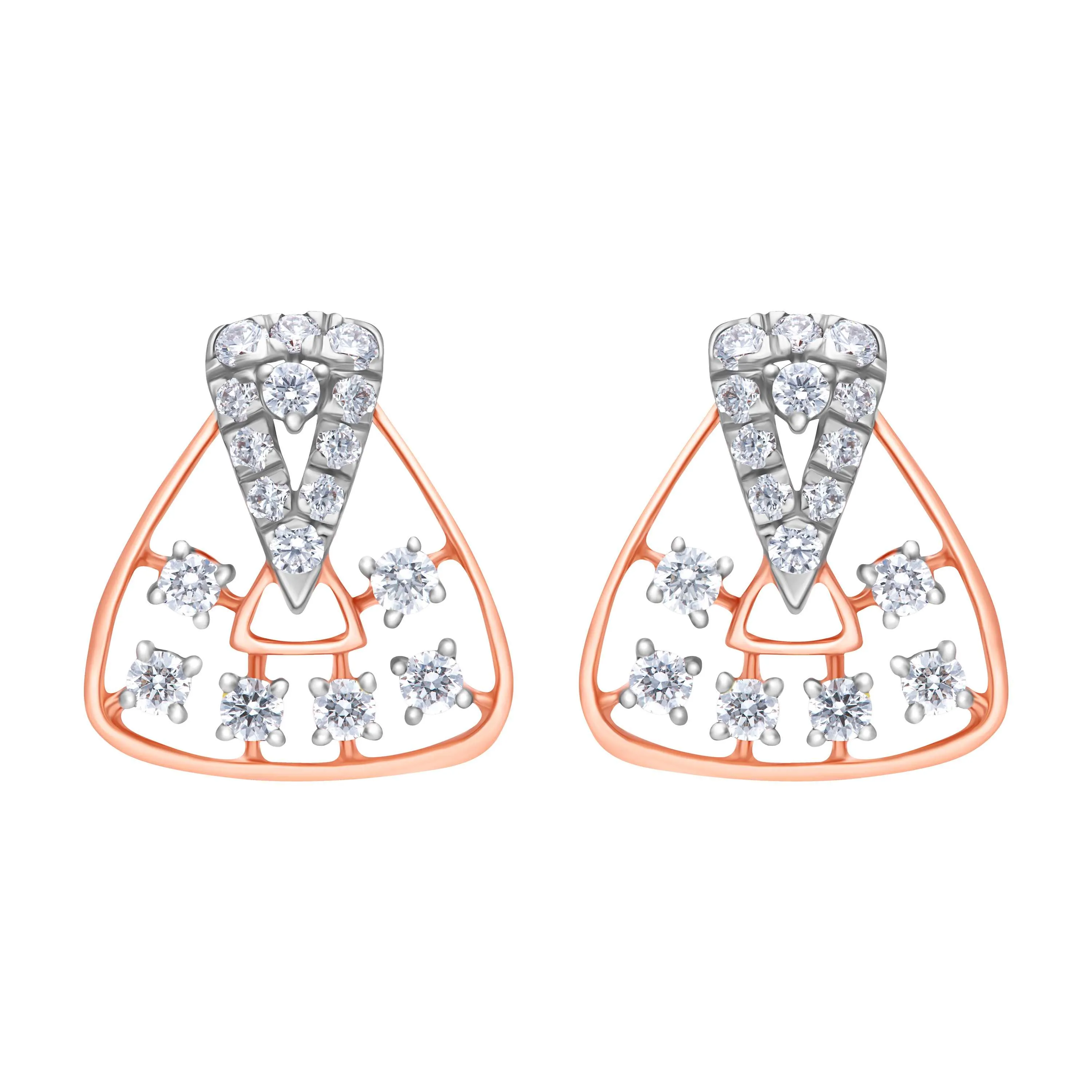 Love triangle Diamond Earrings in 18 KT Rose gold 