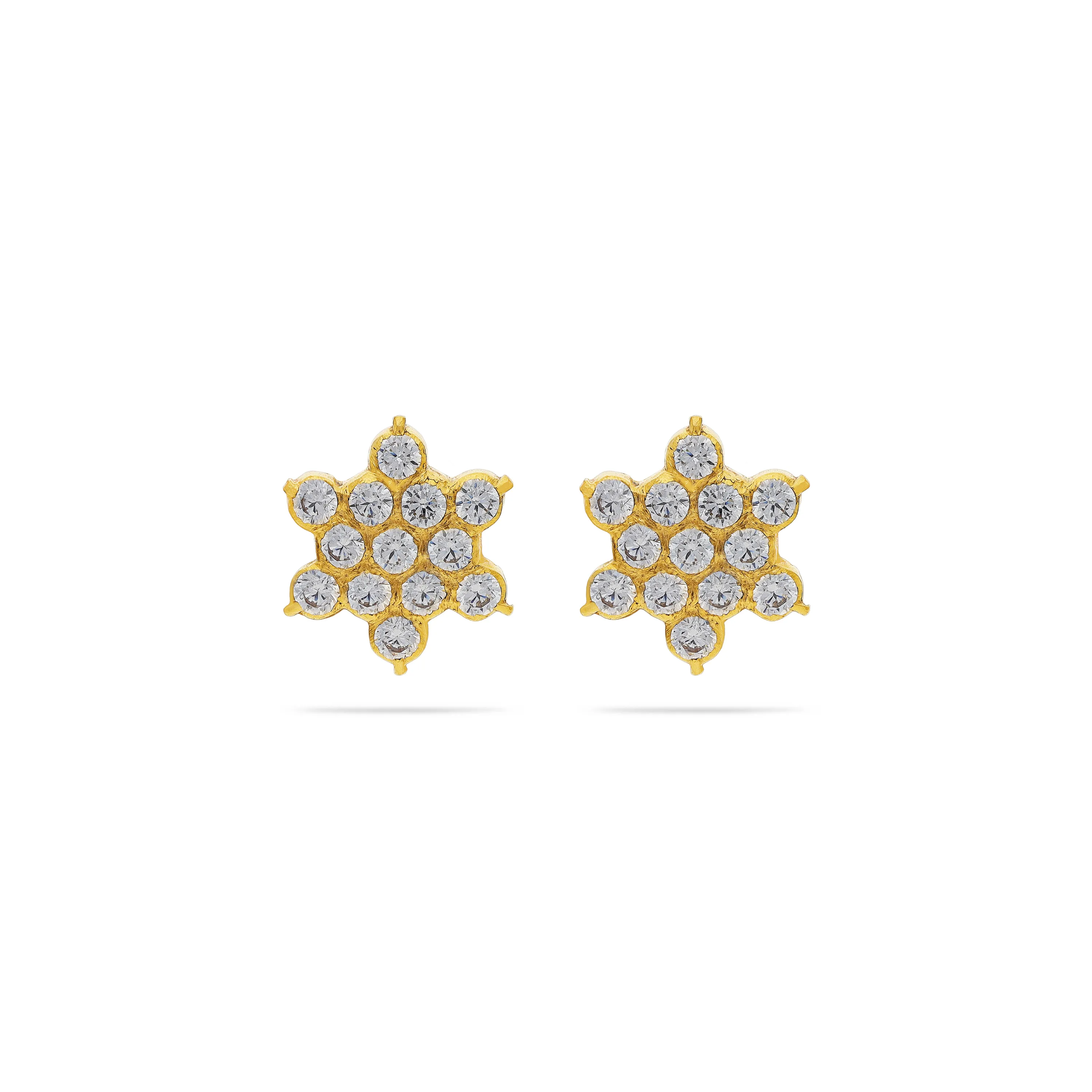 Studded And Detailed 22KT Gold Studs For Women