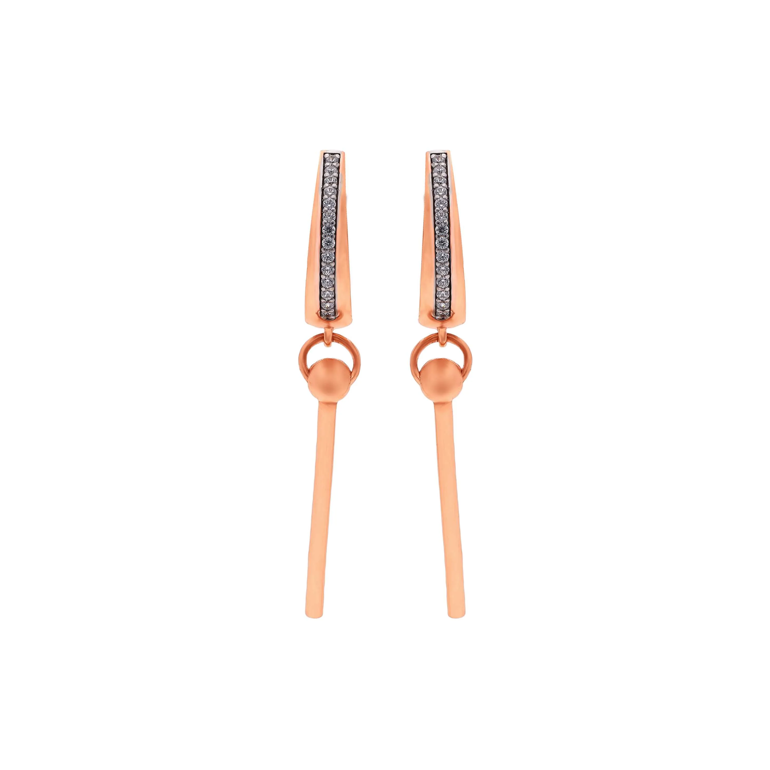Gorgeously Detailed And Studded 18KT Rose Gold Ring Studs