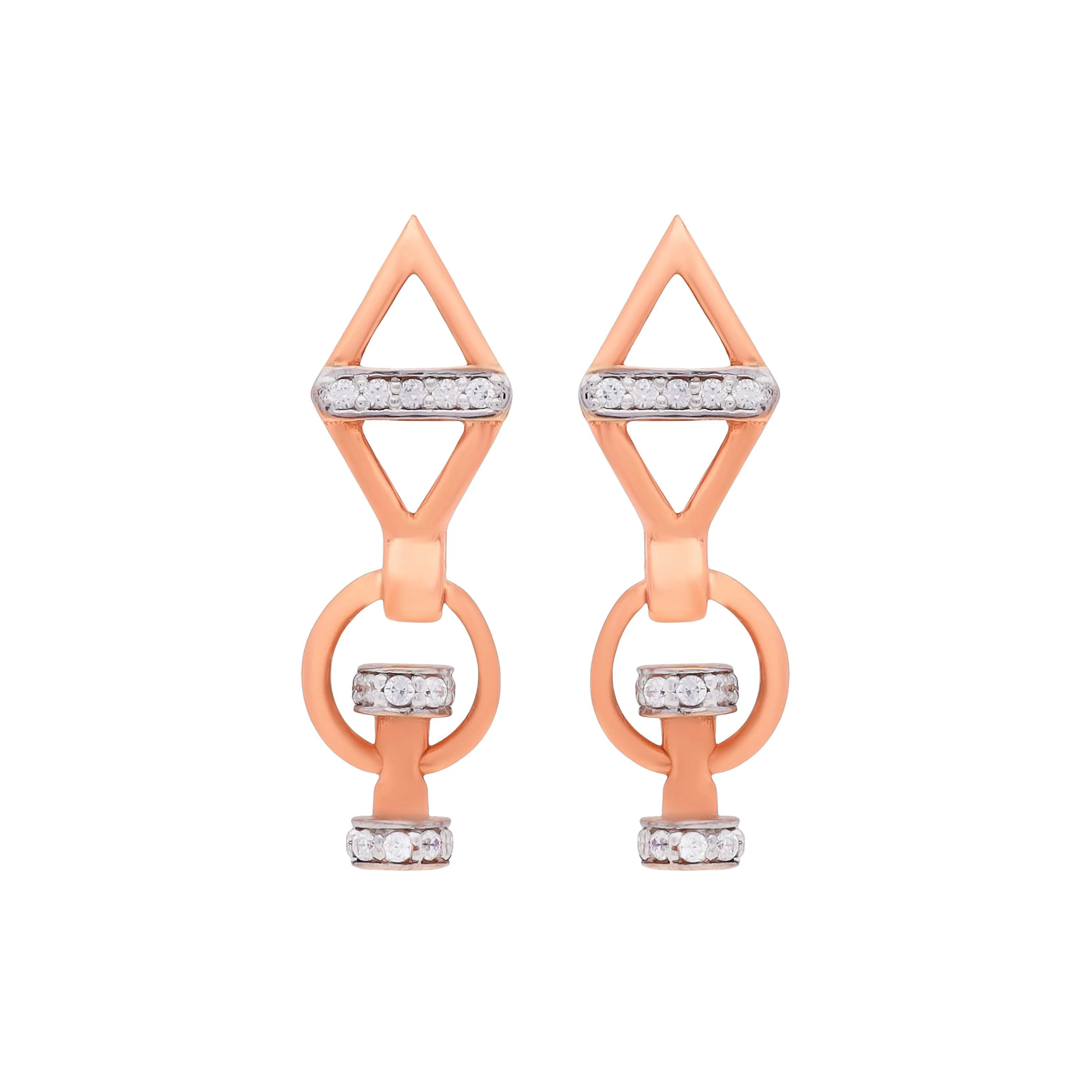 Charmingly Detailed And Studded 18KT Rose Gold Studs For Women