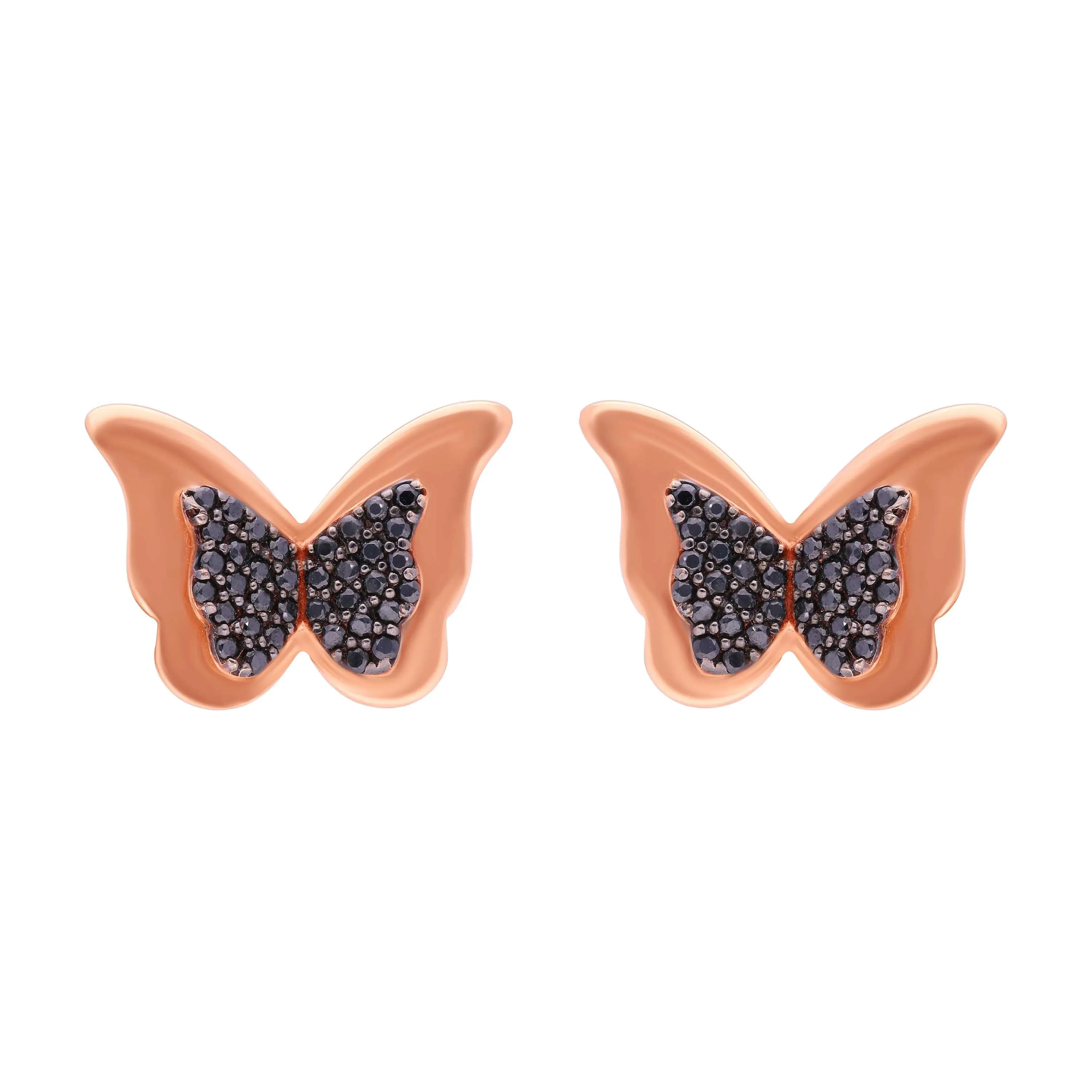 One Of Its Kind Studded Butterfly 18KT Rose Gold Studs