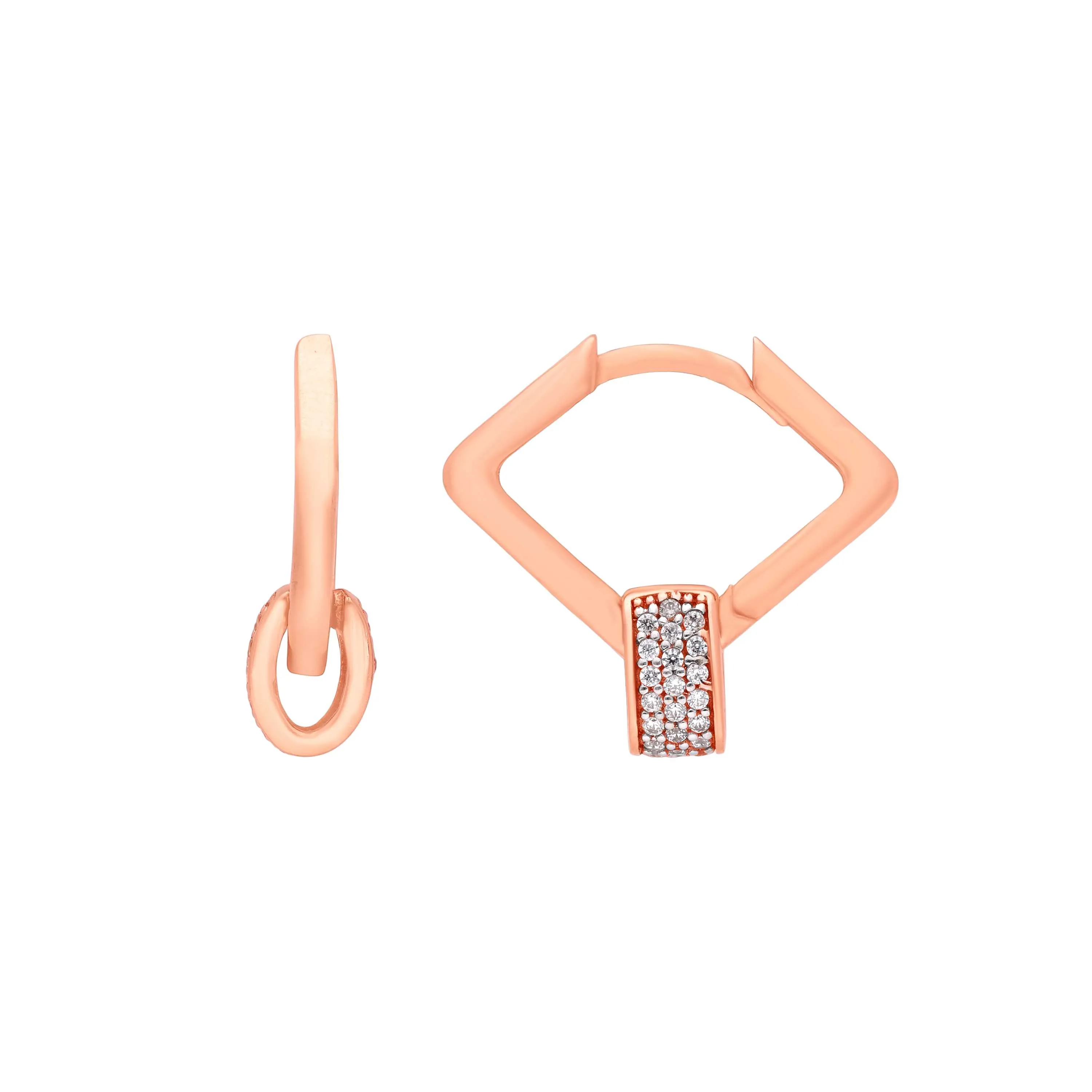 Charmingly Detailed And Studded 18KT Rose Gold Studs For Women