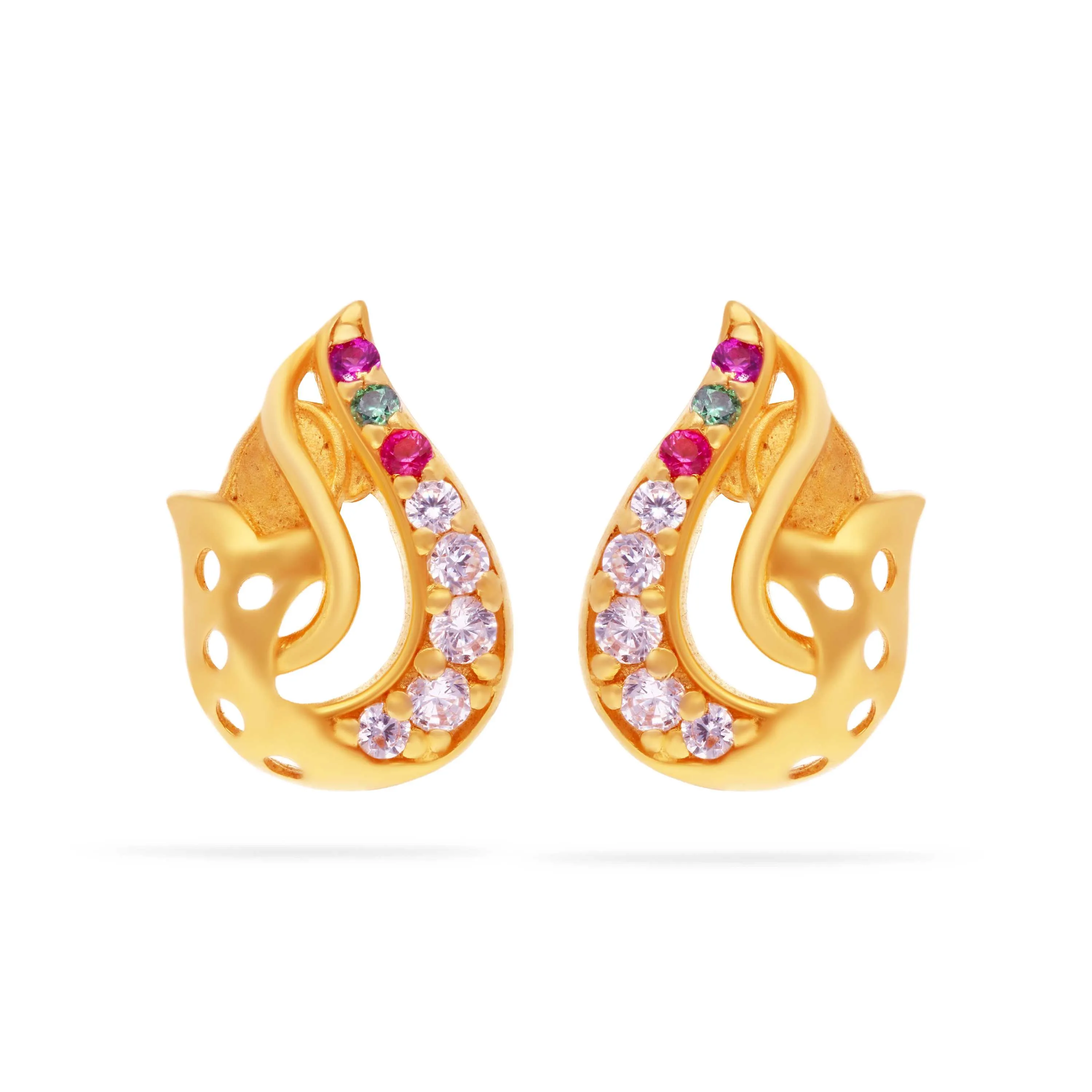 Specially Crafted And Studded 22KT Gold Studs For Women