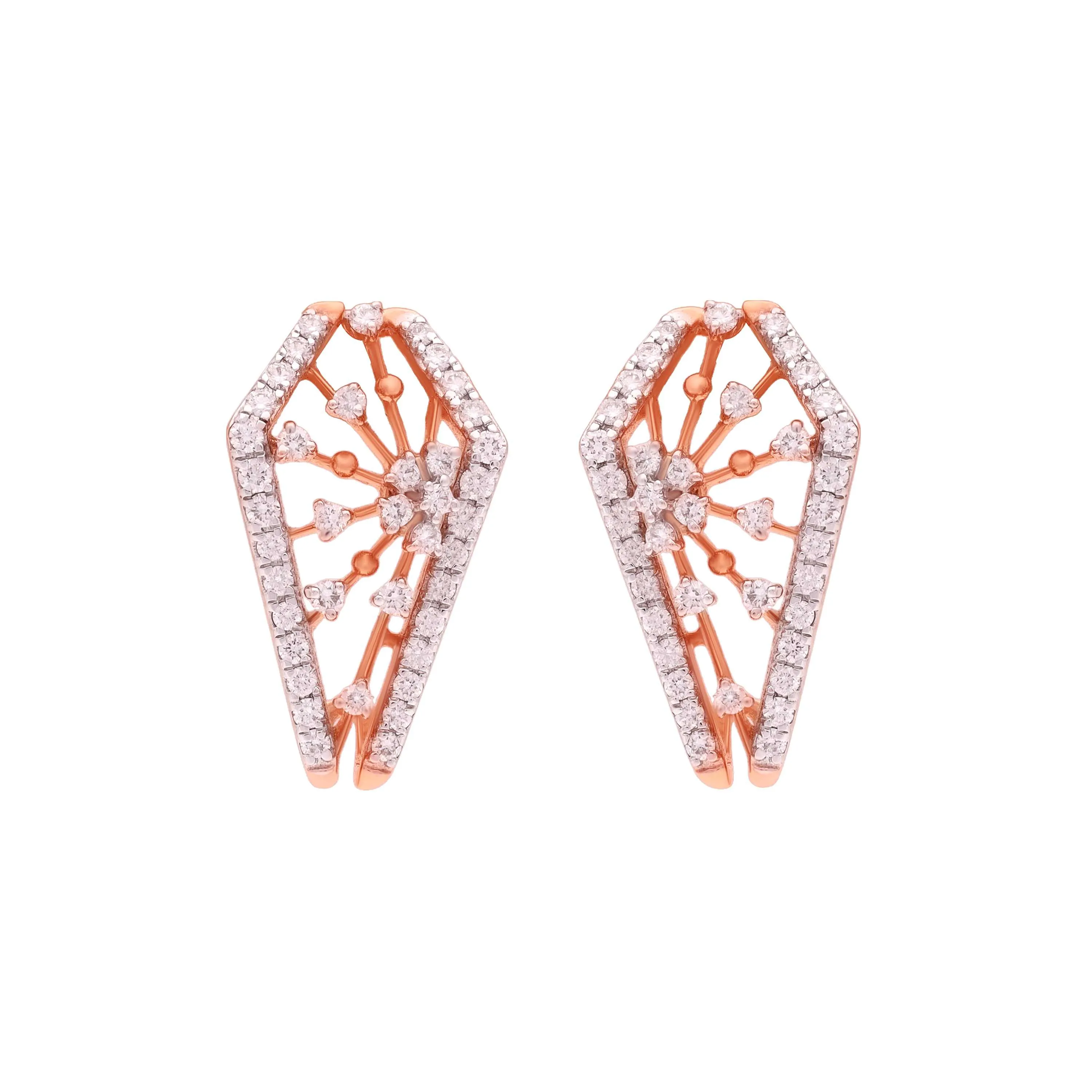 Fancy Glamorously Detailed And Diamond Studded 18KT Rose Gold Studs