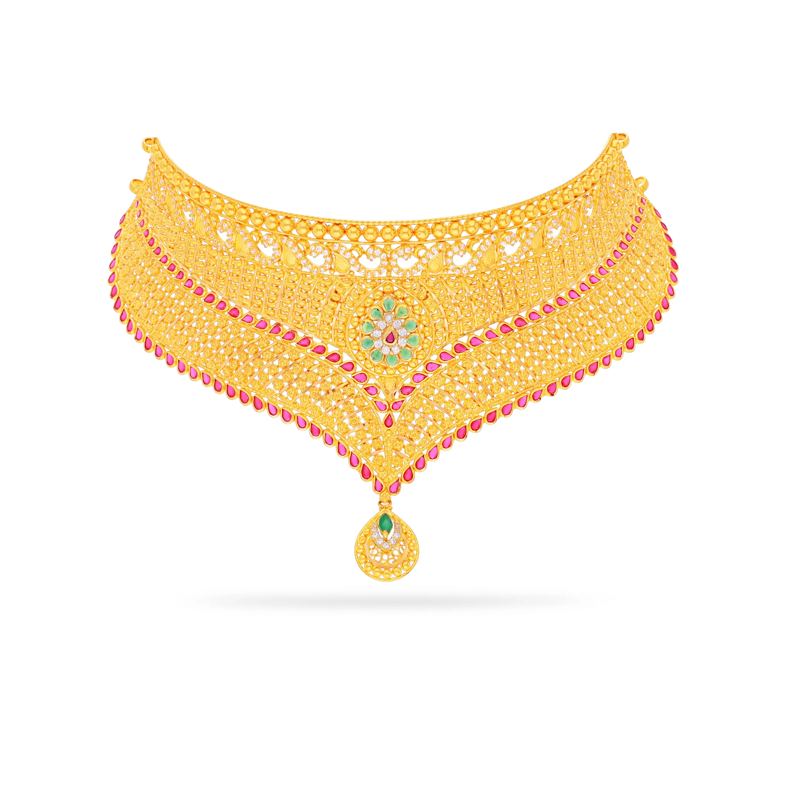 Black Beaded And Detailed 22KT Gold Bracelet