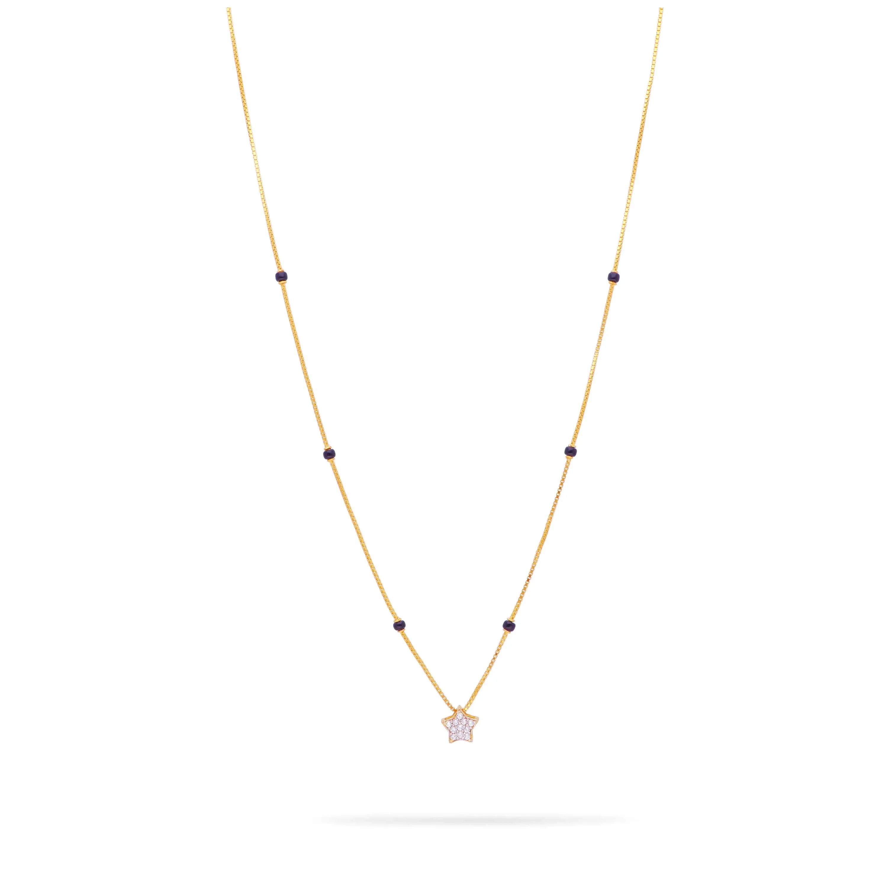 Classic Black Beaded 22KT Gold Mangalsutra With Pendent