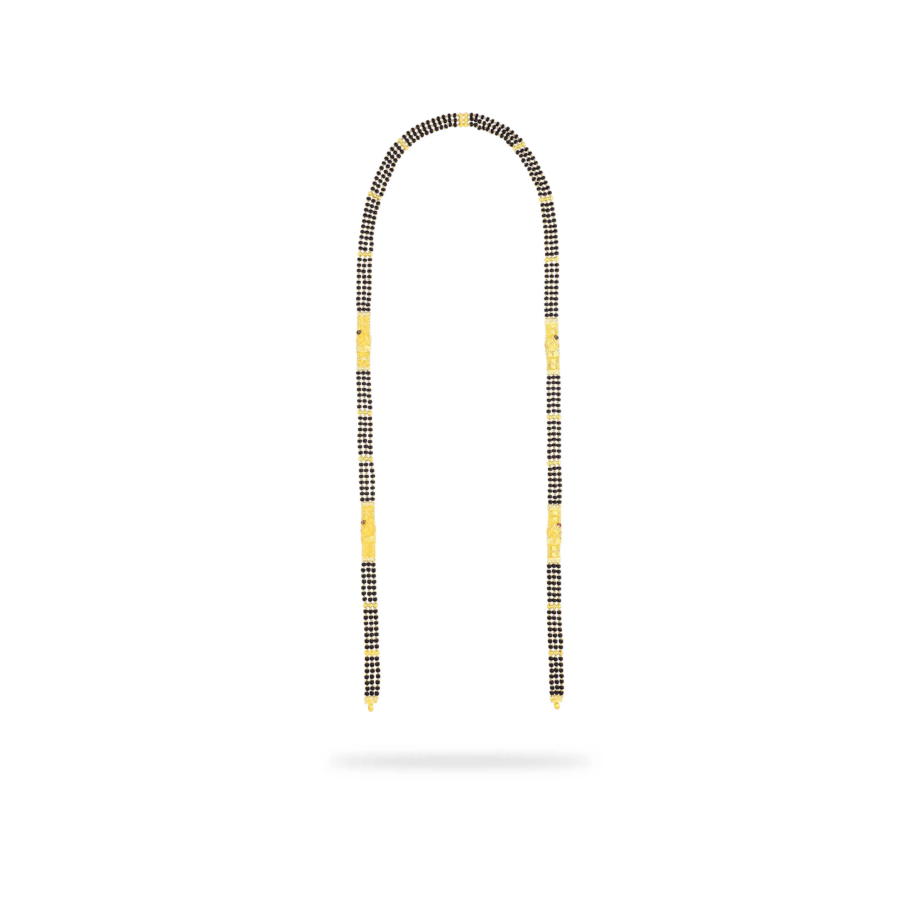 Classic Enamel Worked And Black Beaded 22KT Gold Mangalsutra