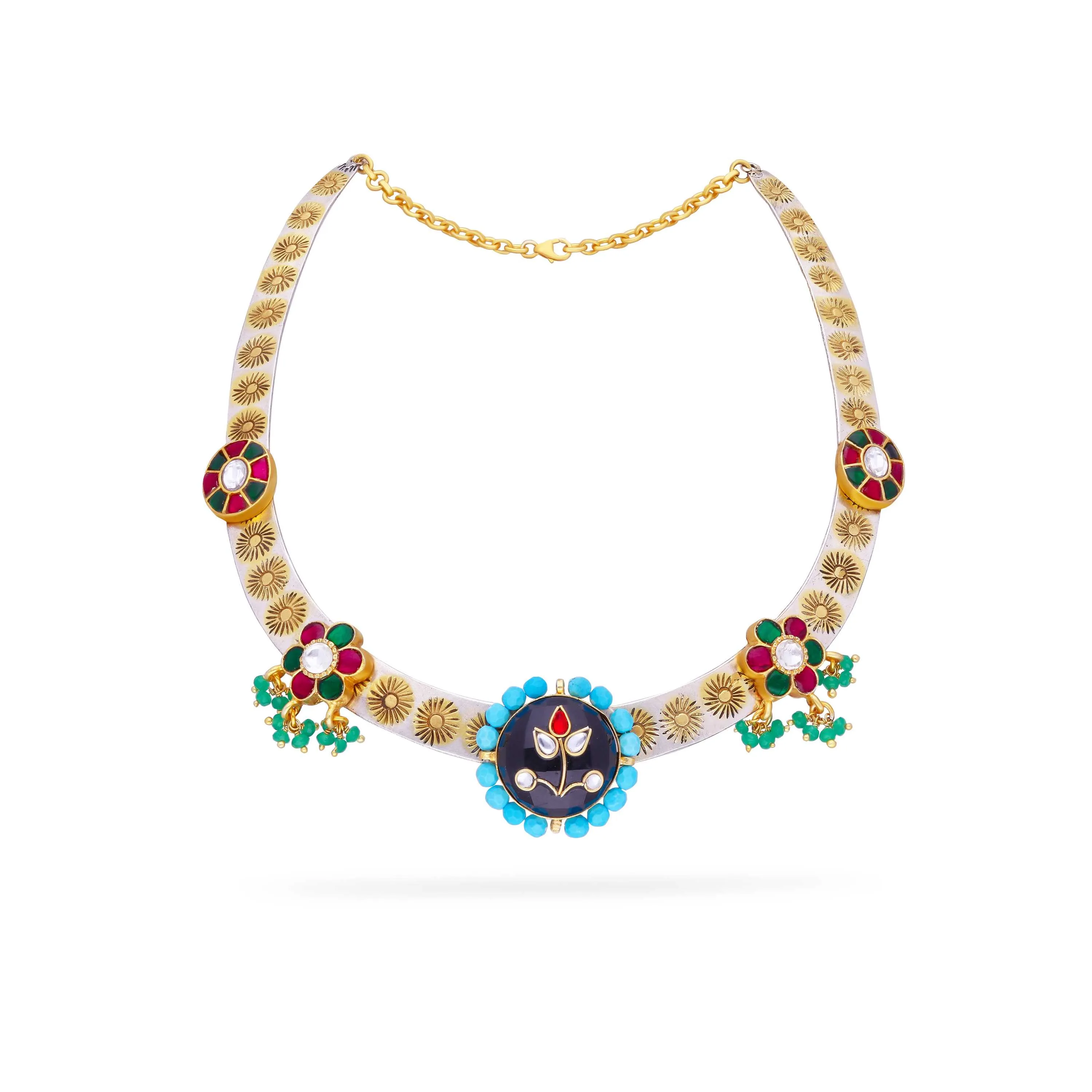 Traditional Intricately Detailed Silver Party Wear Necklace