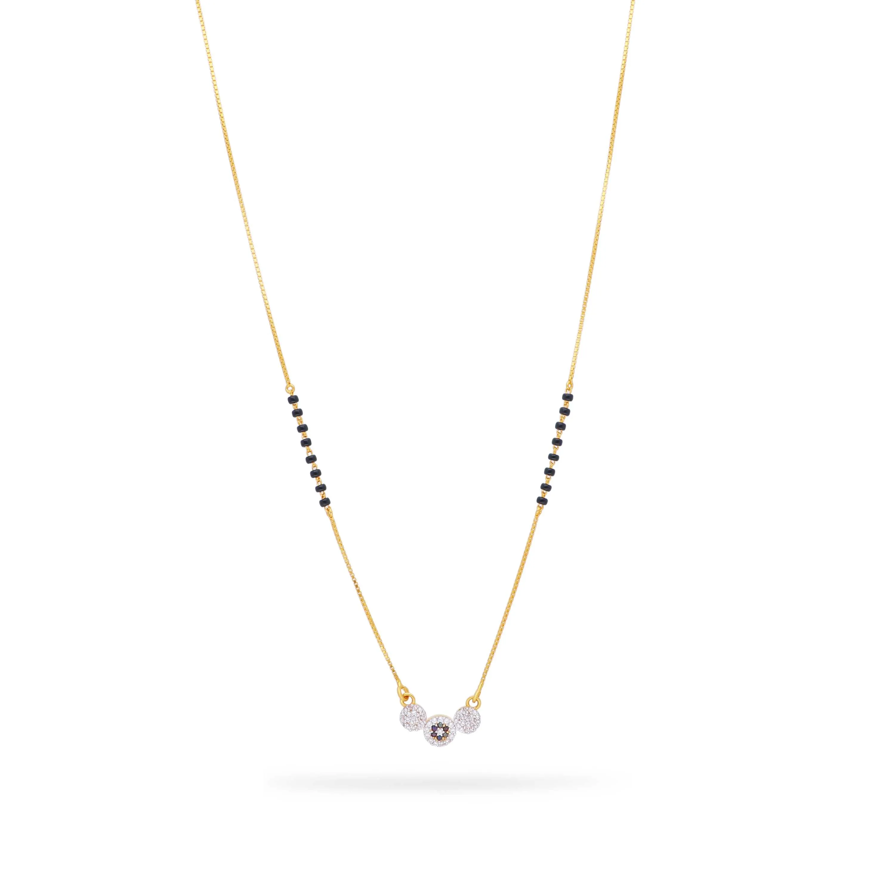 Traditional Black Beaded 22KT Gold Mangalsutra With Pendant