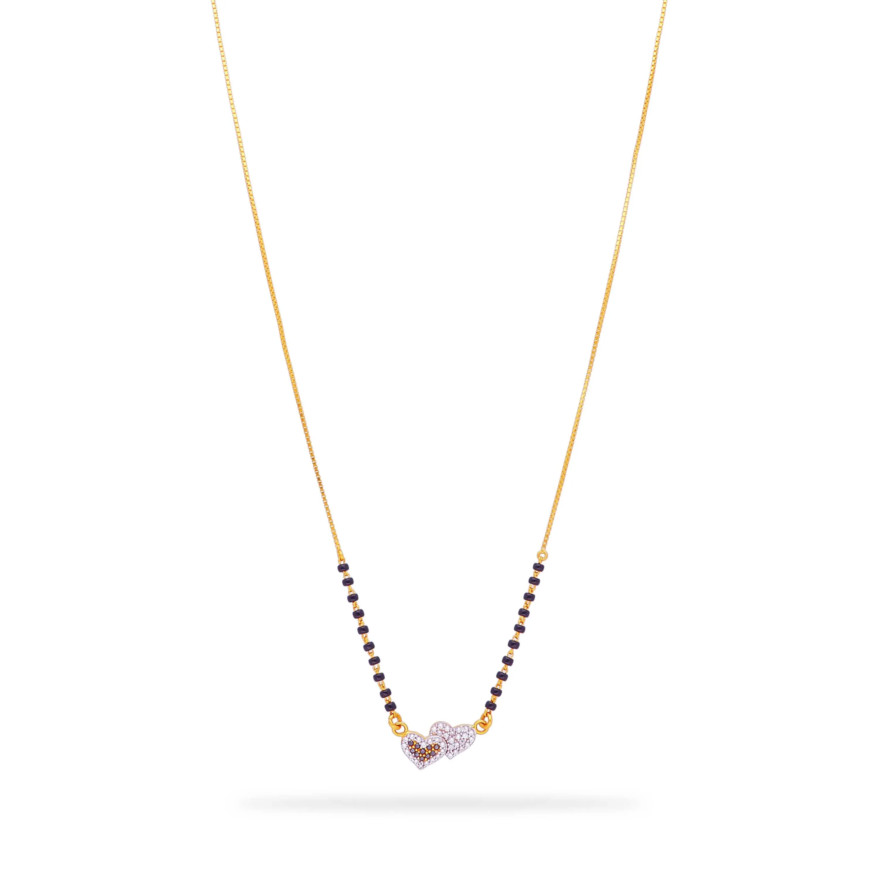 Classic Black Beaded 22KT Gold Mangalsutra With Pendent