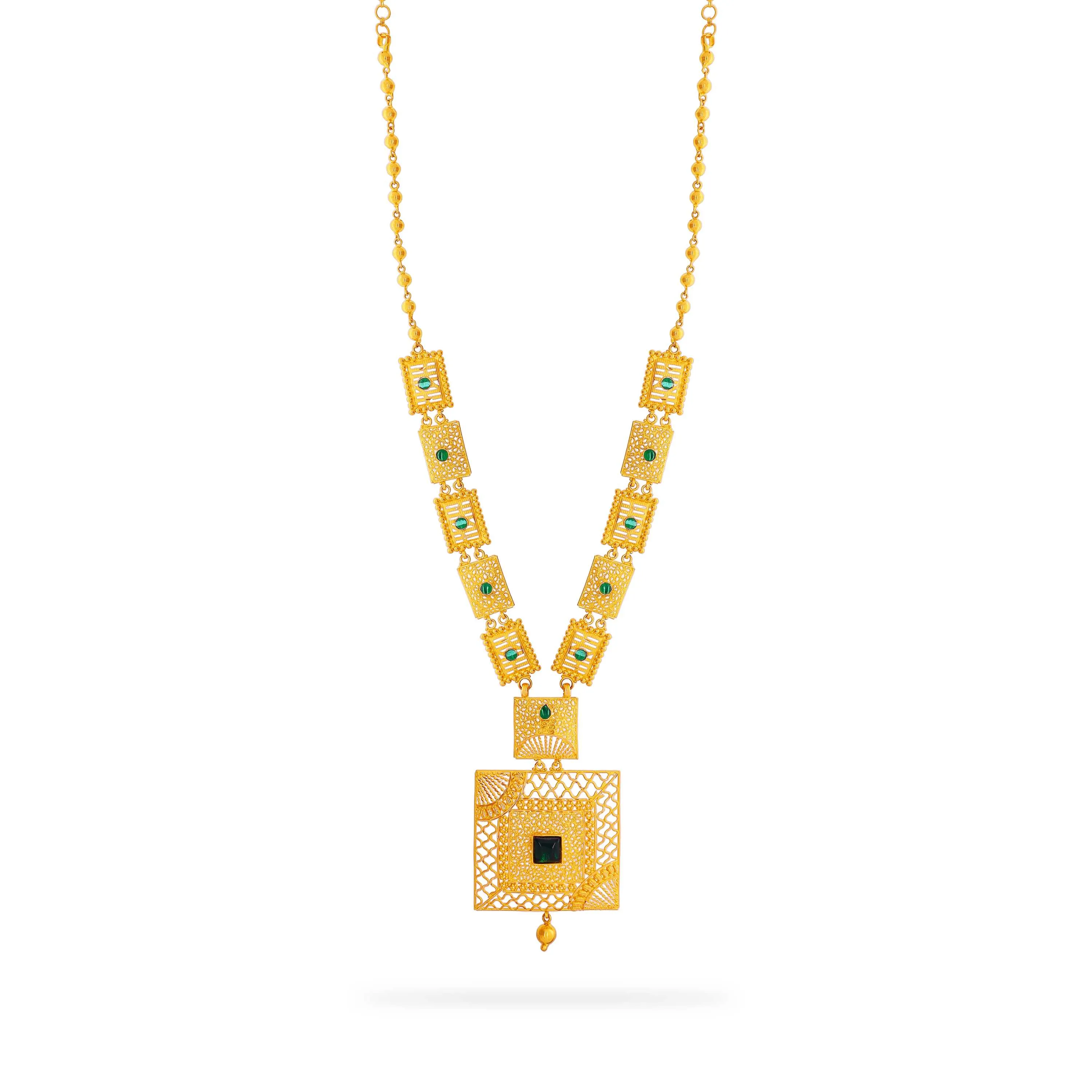 Gorgeously Detailed Geometric Pattern 22KT Gold Haaram