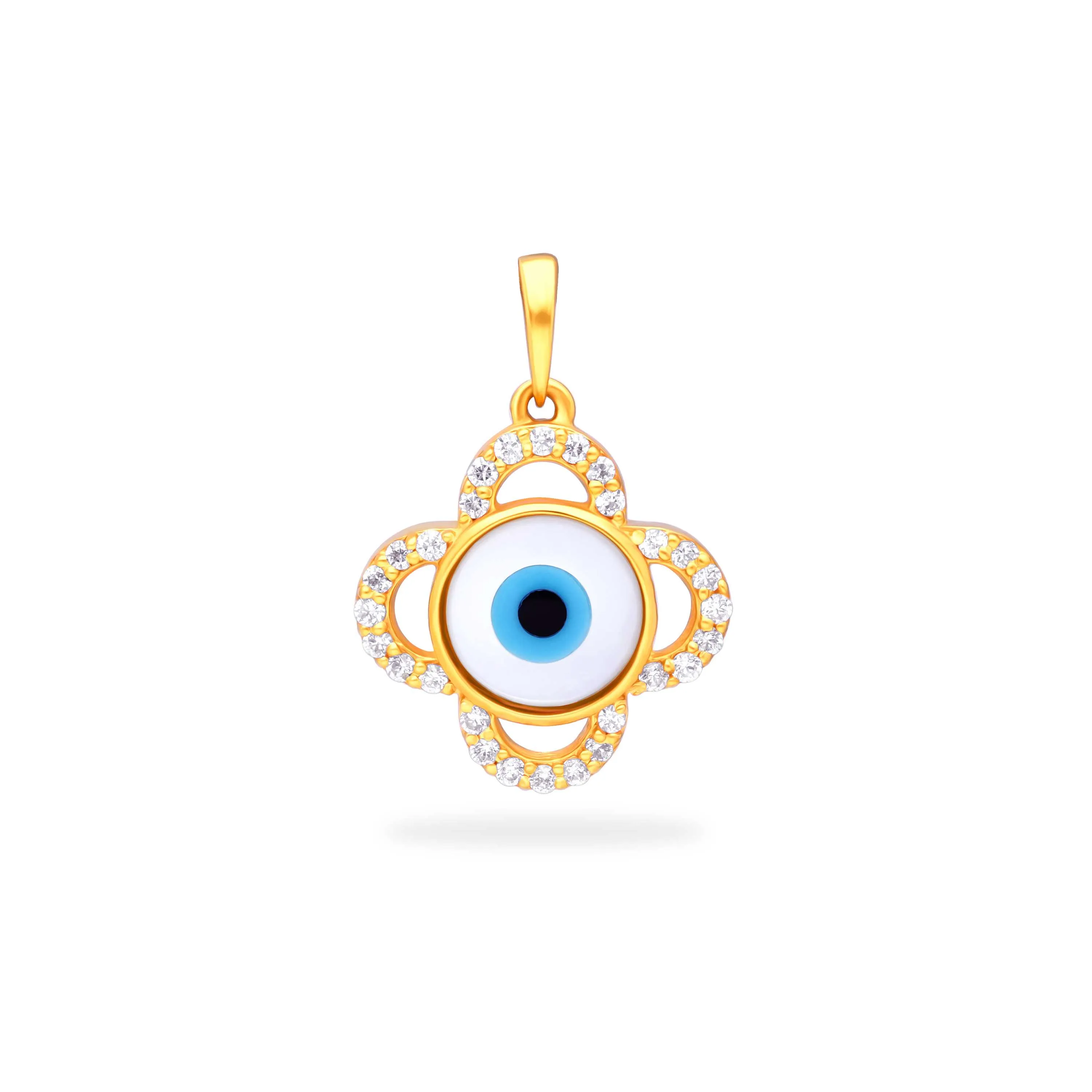 Mother of Pearl Evil Eye 22KT Gold Pendant