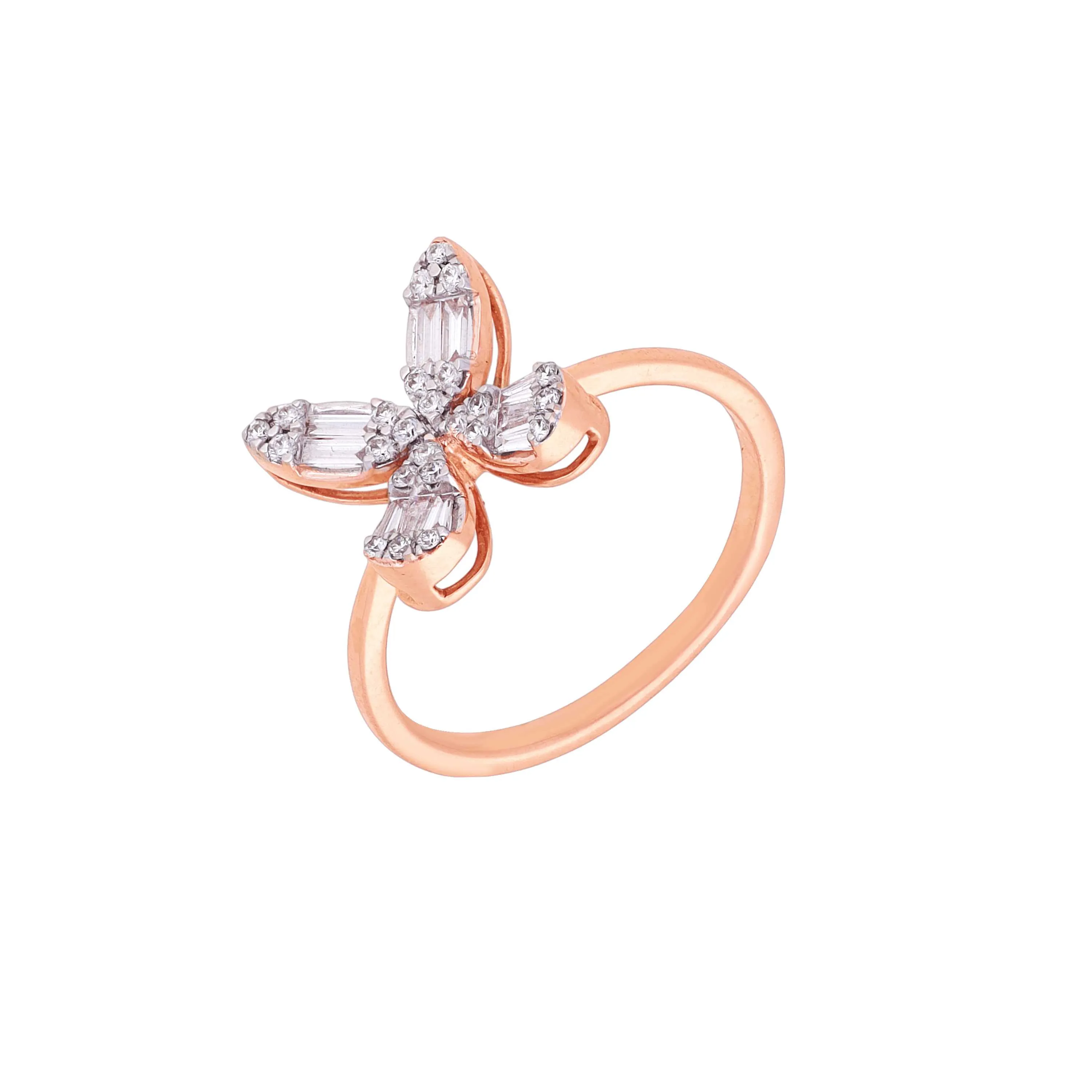 Finely Detailed And Diamond Studded 18KT Rose Gold Ring