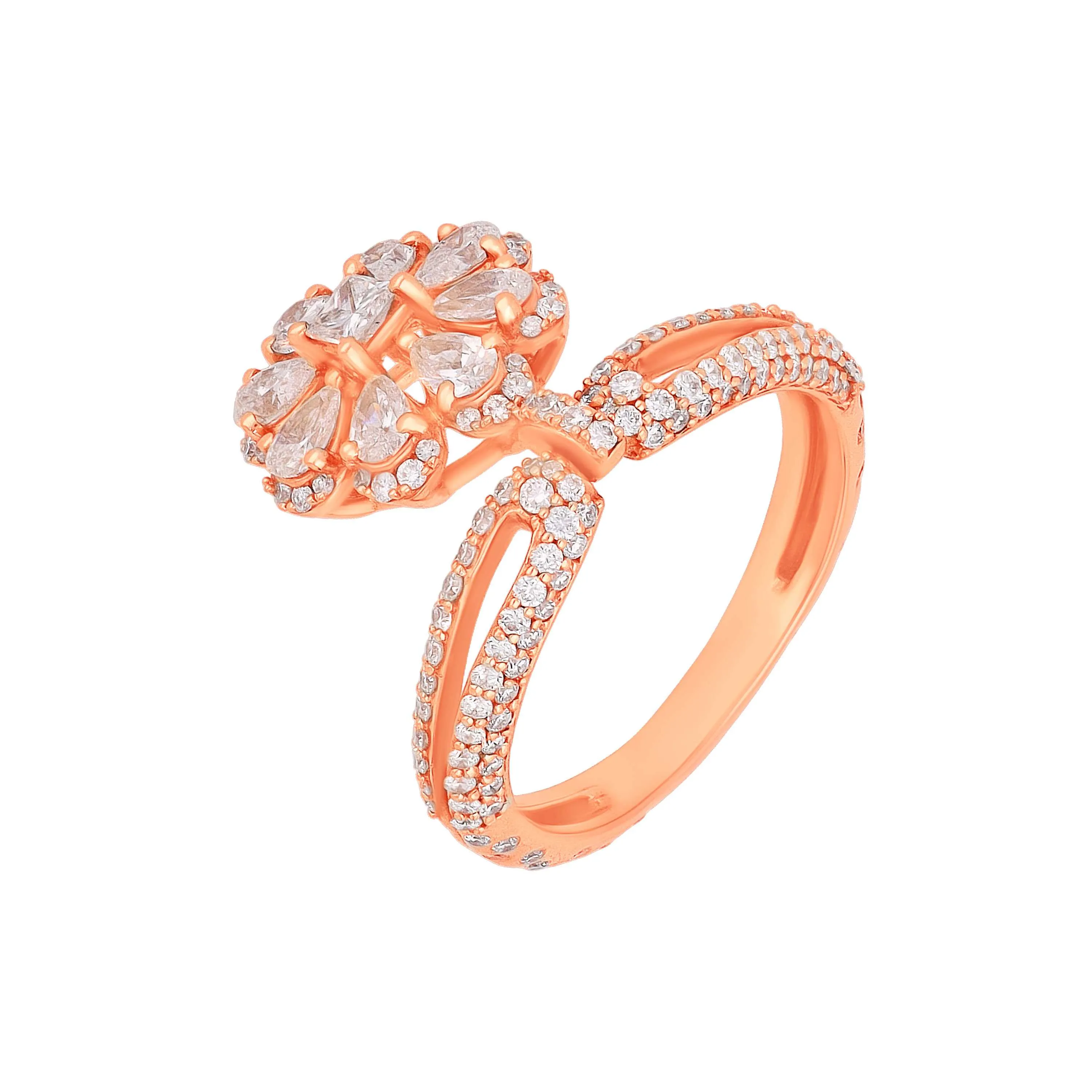 Charmingly Detailed And Diamond Studded 18KT Rose Gold Ring