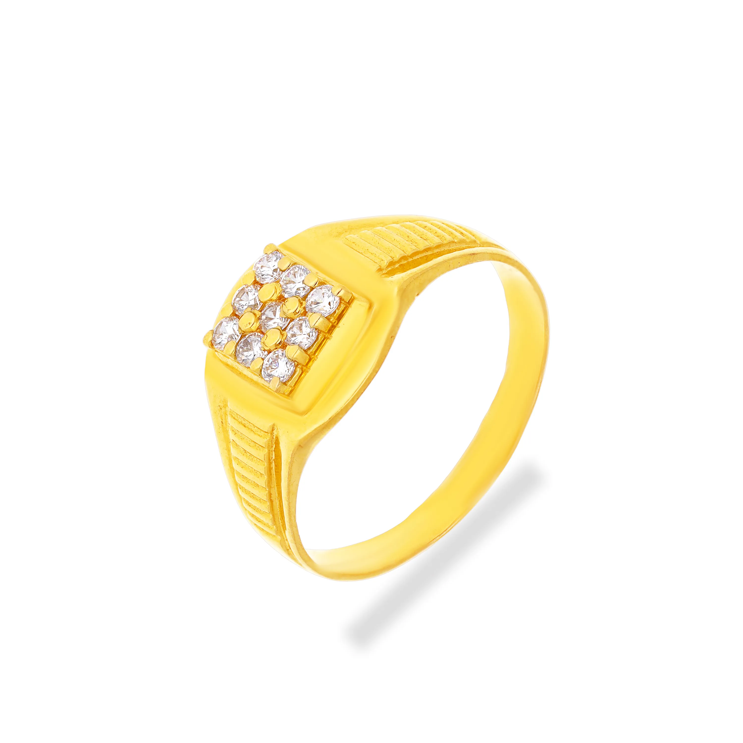 Studded And Detailed 22KT Gold Ring For Men