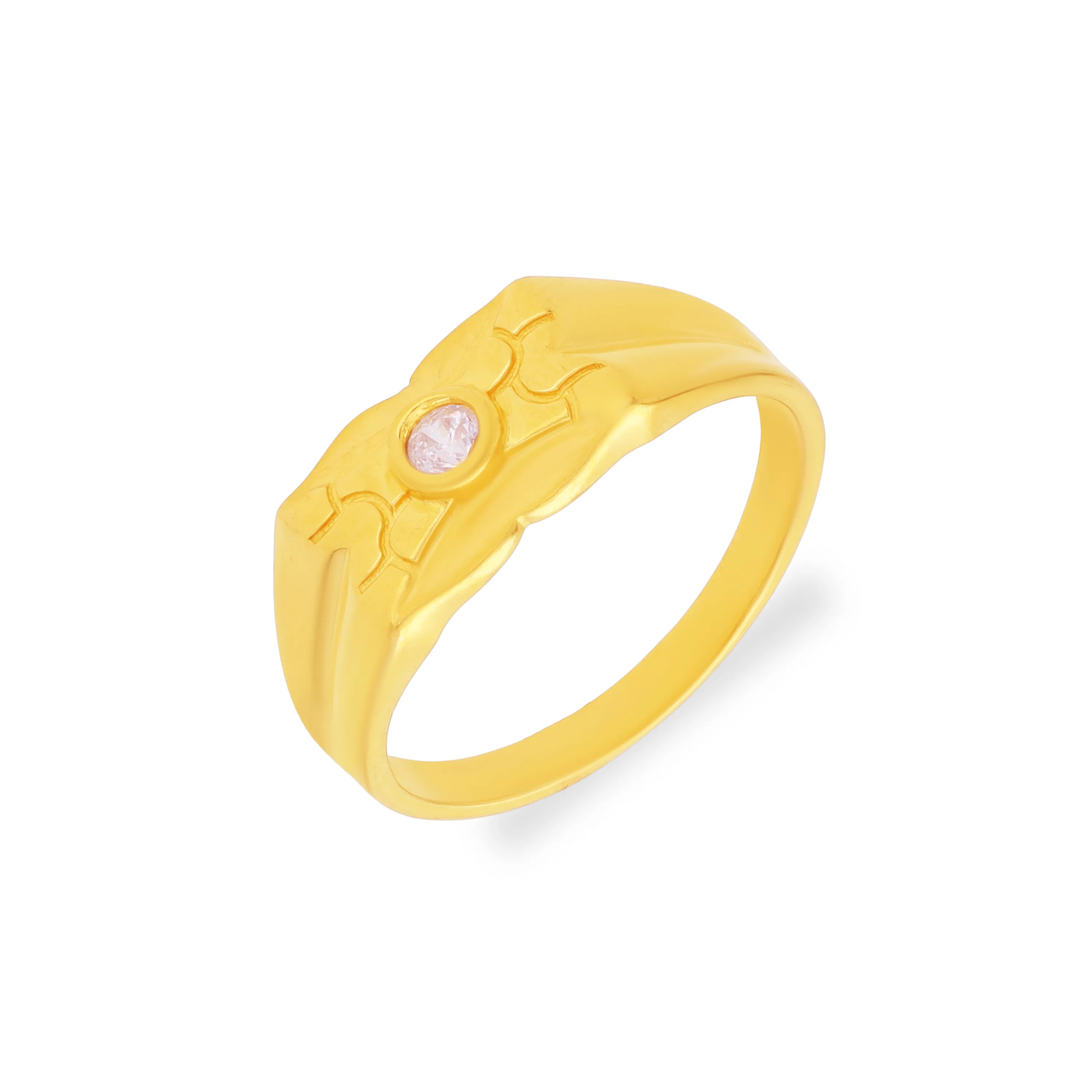 Studded And Detailed 22KT Gold Ring For Men